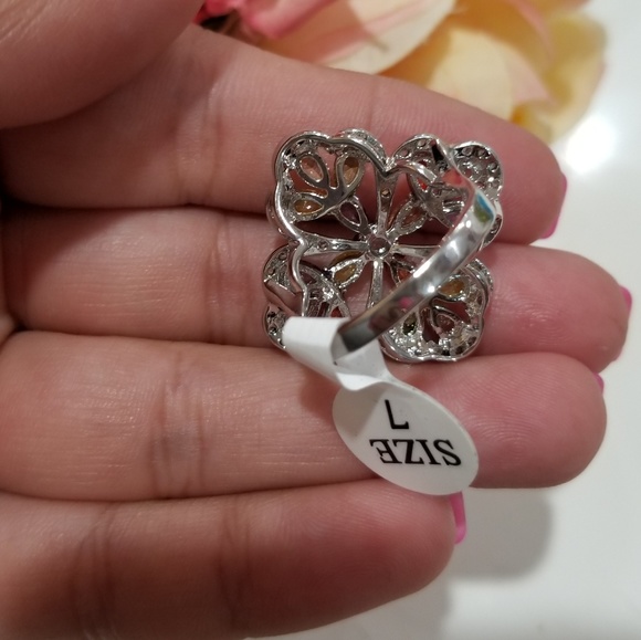 925 Swarovski Elements multi colored Floral rings Women's size 7 - Picture 4 of 8